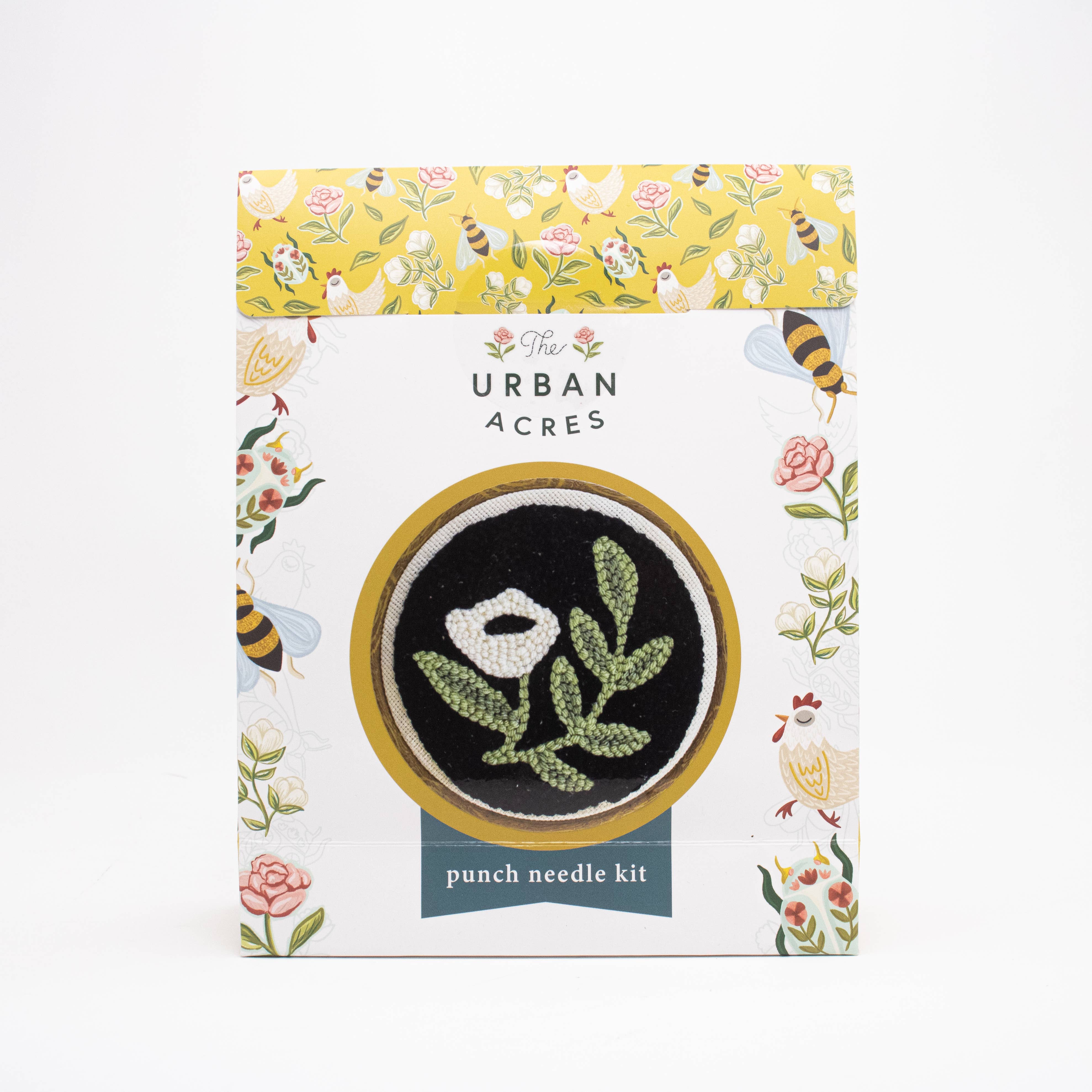 Black Floral Punch Needle Kit